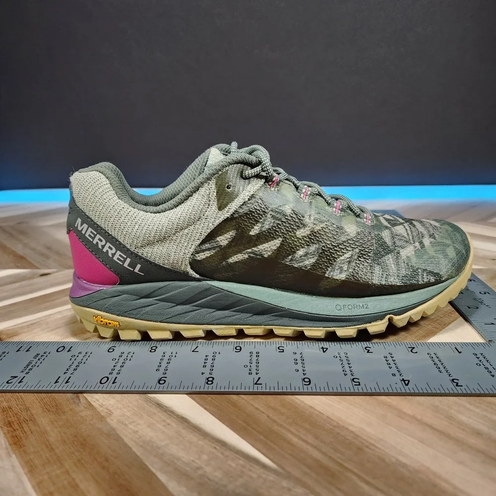 Merrell Antora 2 Womens 10 Trail Running Shoes Green Camo Pink Vibram J067262